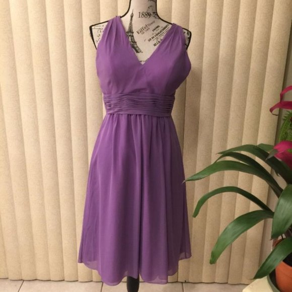 *FINAL PRICE* Iris Purple Chiffon Cute Open Back Short Party Dress Size 10 - Picture 5 of 9